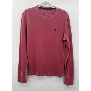 Y2K American Eagle Mens Medium Waffle Knit Thermal Faded Retro Grunge Urban 2009
